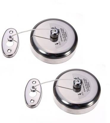 Prestige Retractable Cloth Liner Chrome Plated Towel Holder (Steel)-(Pack of 2) Silver Towel Holder