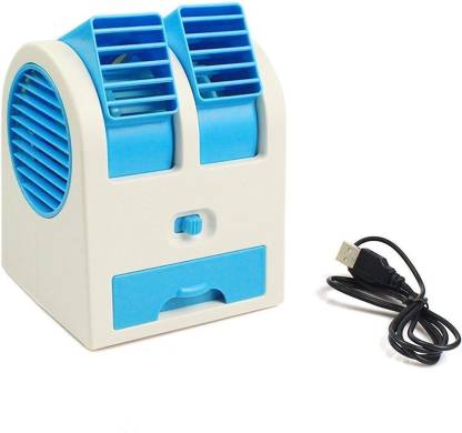 LIFEMUSIC Mini High Blowing Cooler ,Mini Fan & Portable Dual Bladeless Small Air Conditioner Water Air Cooler Powered By Usb & Battery Use Mini-Portable-USB-Air-Cooler- USB Fan, Rechargeable Fan