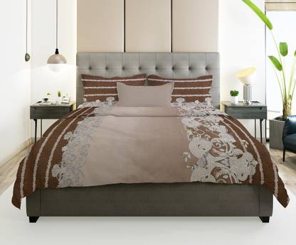 Prerak Deziners 180 TC Cotton Queen Abstract Flat Bedsheet