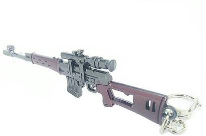 eWAVE PUBG Real 3D Metal Body Dragunov Sniper Weapon Length Key Chain Locking Key Chain