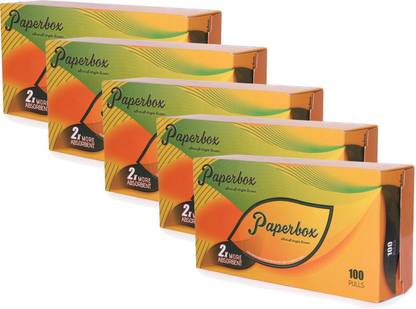 Paperbox Brand Virgin Face Tissue Box -100 pulls, 2 Ply , 95g (Pack of 5)