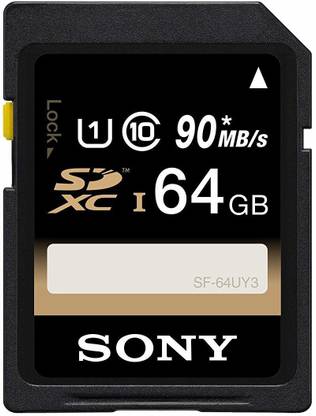 SONY (SF-64UY3 /T IN 31260049) Series SD 64 GB SDHC Class 10 90 MB/s Memory Card Compatible with Computer, Camera