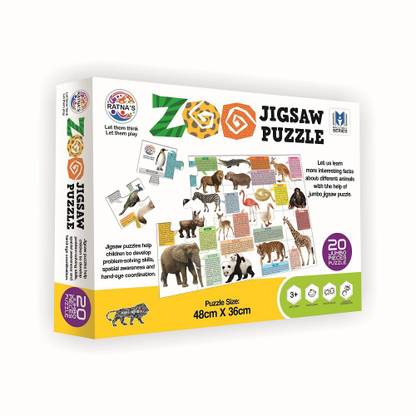 Ratnas JUMBO ZOO JIGSAW PUZZLE FOR KIDS WITH INFORMATION ABOUT ANIMALS