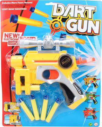 GAM COLLECTION MANUAL SOFT BULLET GUN TOY LONG SHOOTING RANGE TARGET BOARD GAME FOR KIDS (Yellow) Guns & Darts