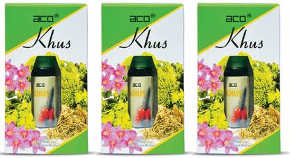 aco Khus Alcohol - Free Attar Roll On 8ml Each (Pack of 3) Floral Attar