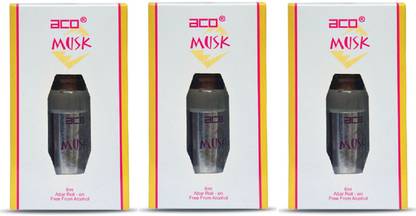 aco Musk Alcohol - Free Attar Roll On 2.5ml Each (Pack of 3) Floral Attar