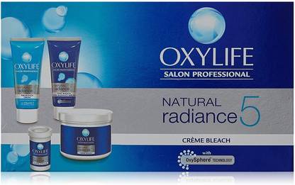 OXY LIFE Professional Creme Bleach (Pack of 310g) Salon Size + Skin Radiance Serum