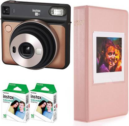 FUJIFILM Instax Square SQ6 Blush Gold with Pink Photo album 20 shots Instant Camera