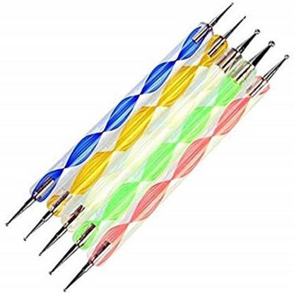 AURINKO Nail Art Dotting Marbleizing Tool Pen for Nail Decoration Stamping 5PC