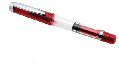 Ledos Demonstrator Piston Fine Nib With Chrome Trims. - Red Fountain Pen