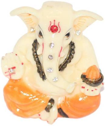 Aura Lord Ganesh Ganpati Idol Vighnaharta Ekdanta for card dashboard mandir for statue goodluck idol fengshui gifting DSYN02 Decorative Showpiece  -  5 cm