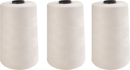 Vardhman Thread Cone 10000 MTS ( Set of 3) For Overlock (Interlock) 100% Spun Polyester White Thread