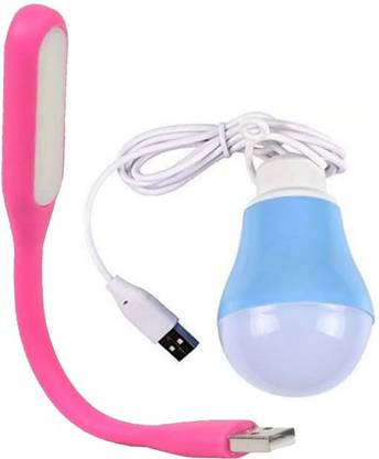 WEBDOO INFOTECH 5W Mini Wire Bulb(With Hook) and Flexible USB Light For Computer/Mobile/PowerBand/Charger Adapter Set Of Usb Light & Wire Bulb Led Light