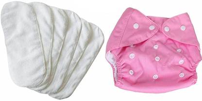 Yutiriti 7 Pc Combo 1 Pc Plain Adjustable Diaper 6 Pc Diaper Changing Insert Cloth Pad for Babies