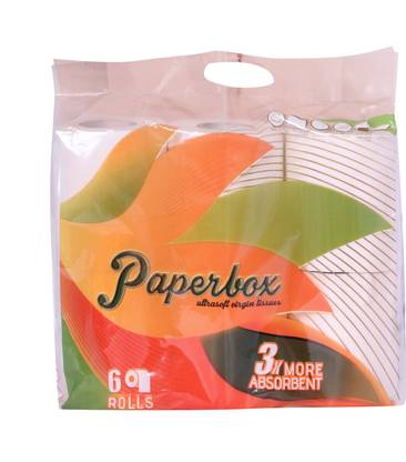 Paperbox Brand 3 Ply Tissue Toilet Paper Roll -6 Roll (100g X 6 = 600g) Toilet Paper Roll