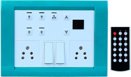 ECOMAX ECOMAX REMOTE CONTROLLED SMART SWITCHBOARD FOR 4 LIGHTS & 1 FAN - SKY-BLUE 7 A Two Way Electrical Switch