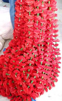ONRR Collections Red Marigold fabric Flower Strip (Red) pack of 6 Red Marigold Artificial Flower