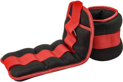 Leosportz Adjustable( 1 kg each) Ankle Weights Wrist Leg Weights (A Pair) Single Velcro Red, Black Ankle & Wrist Weight