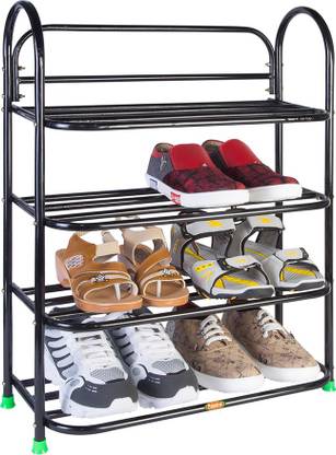 PATEL Metal Shoe Stand ( Black- 4 Step ) Metal Shoe Stand