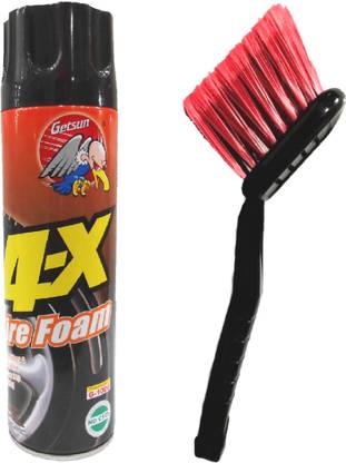 GETSUN 4x Tire Foam PLUS Long Handle Cleaning Brush for Wheel, RIM & Tire Care - Cleans, Shines and Protects 650 ml Wheel Tire Cleaner