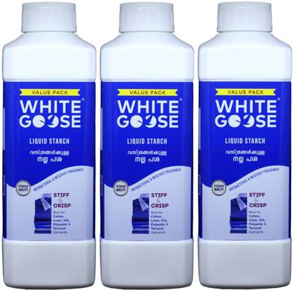 WHITE GOOSE Liquid Starch 1 Ltr Pack of 3 Fabric Stiffener