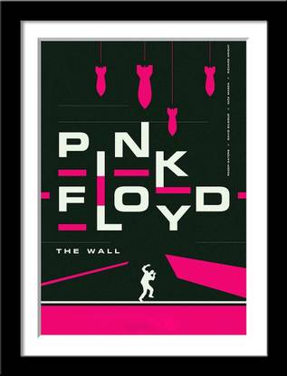 Pink Floyd - The Wall - Classic Rock Minimalist Music Concert Poster- Small Poster Paper - Framed (12 x 17 inches) - Multi - Colour Paper Print