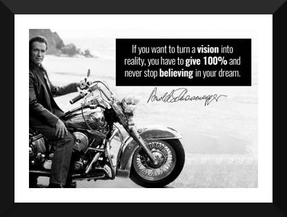 Give 100% - Arnold Schwarzenegger - Small Poster Paper - Framed (12 x 17 inches) Paper Print