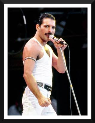 Freddie Mercury Live-Aid Concert Poster - Small Poster Paper - Framed (12 x 17 inches) Paper Print