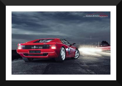 Ferrari Testarossa - Small Poster Paper - Framed (12 x 17 inches) Paper Print