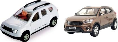 The Game Begins Combo Car Toys - Duster Car (White) and Creta Car (Brown), Set of 2 - Value pack