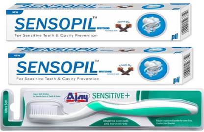 Pil Sensopil Gel Sensitive Whitening Toothpaste with SENSITIVE( +) Ultra Soft Toothbrush