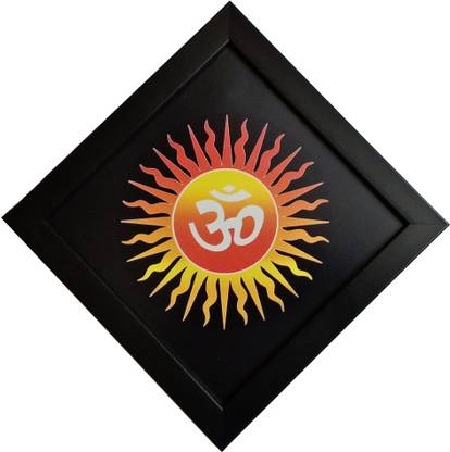 Viz Creation Sun Painting with 3D Om Design and Digital Quality Positive Energy Generate Digital Reprint 6.25 inch x 6.25 inch Painting