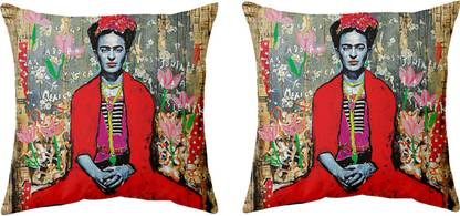 ई-टेलर कॉटन मुद्रित थ्रो पिलो 2 का पैक