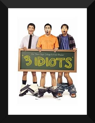 3 Idiots - Aamir Khan Bollywood - Small Poster Paper - Framed (12 x 17 inches) Paper Print