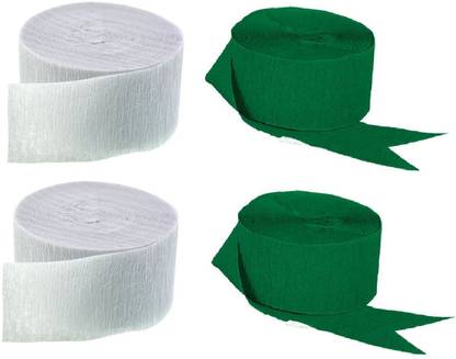 Dennecrepe Green And White Crepe Paper Streamers (2 Rolls Each Color) Made In Usa!