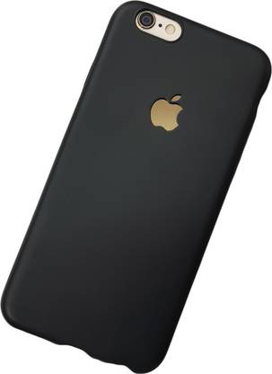 Midkart Back Cover for iPhone 6 / 6S Jet Black Hybrid Logo Cut Soft Silicone Case