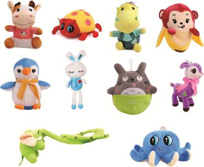 Skylofts Pack of 10 Cute 20cm Animal Soft Toys Plush Toy Stuffed Toy Combo for Kids ( Multicolor toys) Return Gifts for Birthday Party in Bulk  - 20 cm