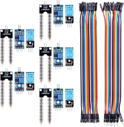 REES52 Arduino Raspberry pi, 5PCS Soil Moisture Sensor Module and 5 PCS Temperature Humidity Sensor with 20PIN Female to Female Dupont Jump Cable 20PIN Male to Female Jump Wires Temperature Sensor and Controller Electronic Hobby Kit