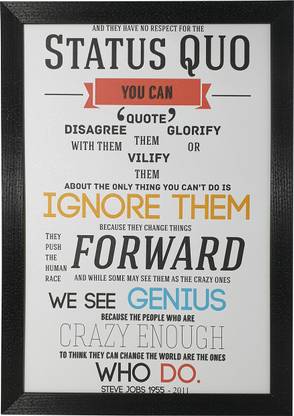 Status Quo Quotes Textured Paper (Scratch/Dust) Proof Painting (19.25 inch x 13.25) Canvas Art