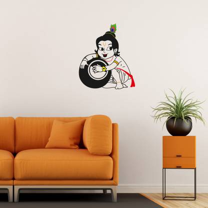 SEHAZ ARTWORKS 46 cm MN-Krishna-makhan Self Adhesive Sticker