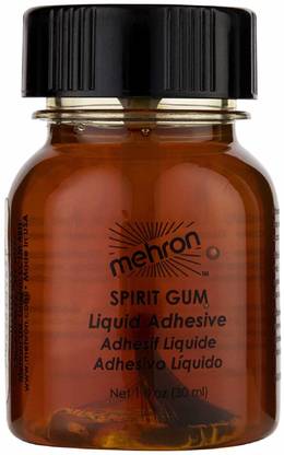 Mehron Matte Spirit Gum Adhesive W/ Brush 1 Oz. Bottle Theatrical Makeup Adhesive Adhesive