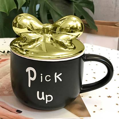 BONZEAL Pick Up Printed Bow Cup Quirky Gift for Girls Birthday Gifts for Girlfriend Women Mom Ceramic Coffee Mug
