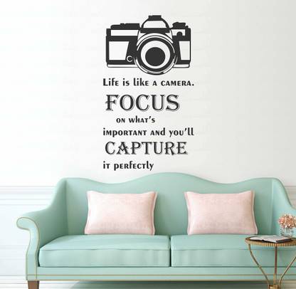 Customscart 80 cm Camera Quotes Self Adhesive Sticker