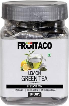 fruitaco Green Tea with Lemon Twist 30 Cups Instant Mix Lemon Grass Green Tea Plastic Bottle