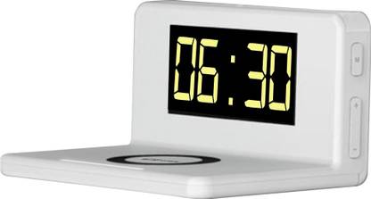 Portronics POR-199 Ciri Desktop Wireless Mobile Charger with Alarm Clock and LED Lamp Charging Pad