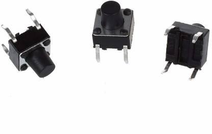 REES52 20 x Black PCB Momentary Tactile Tact Push Button Switch 4 Leg DIP 6 x 6 x 7mm Electronic Components Electronic Hobby Kit