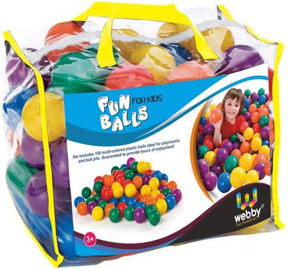 Webby Colourful Kids Pool Fun Balls, Set of 100