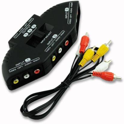 Zahuu 3-Way Audio Video RCA Composite AV Video Game Selector Switch Box Splitter Media Streaming Device