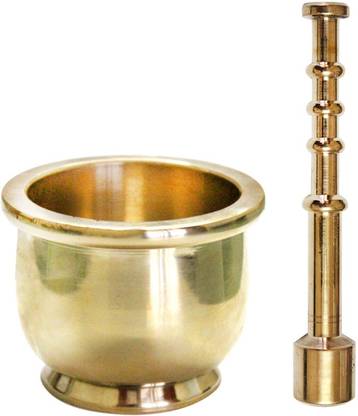 Superbazaar Brass Kutani- Mortar and Pestle - (Size 1) Brass Masher