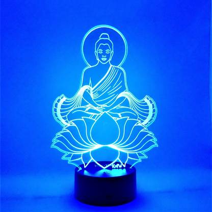 KriPal Mahavir Bhagwan 7 Colour Changing 3D Optical Illusion LED Lamp Night Lamp